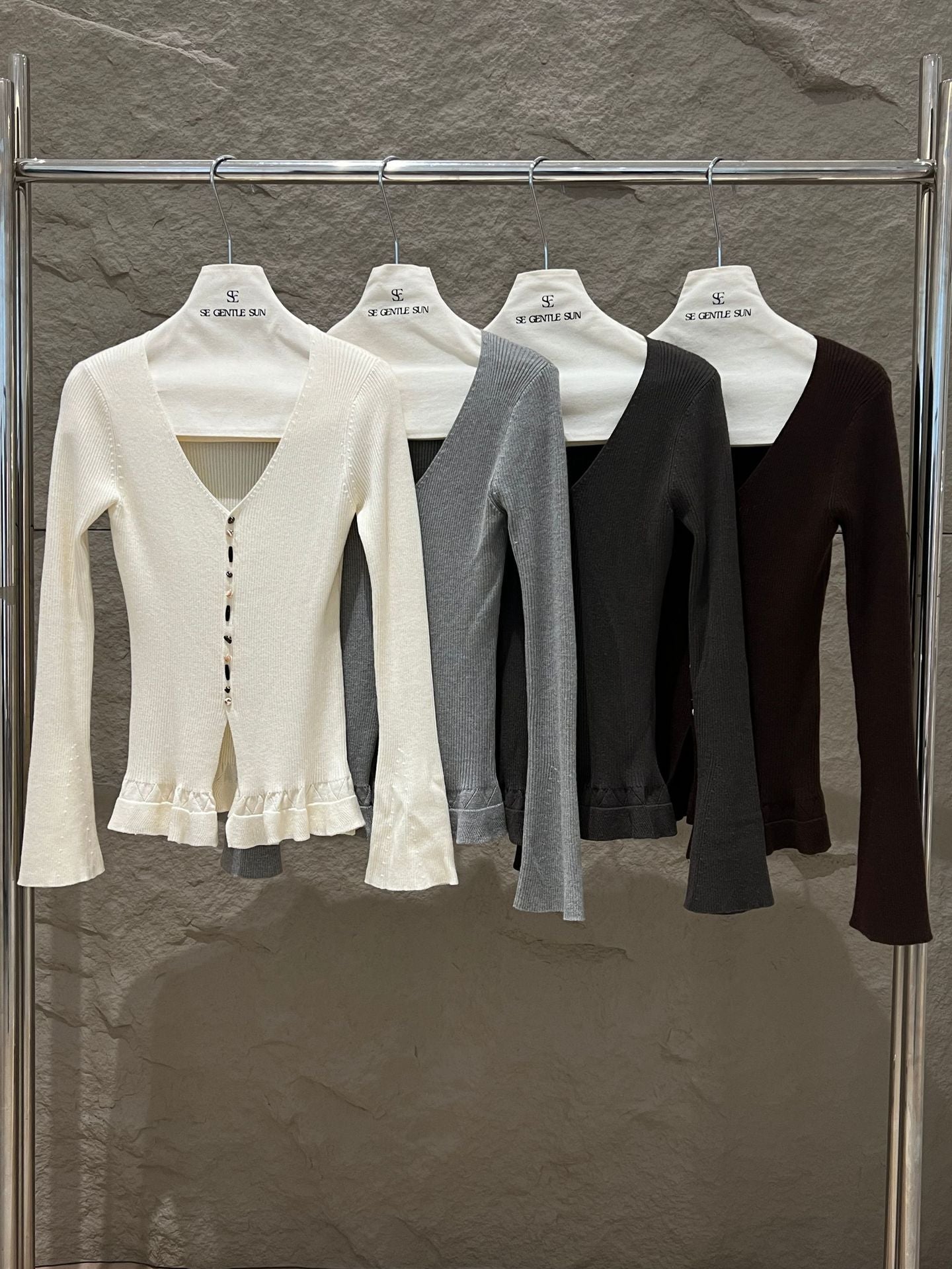 [Girly] Color V-Neck Wool Top