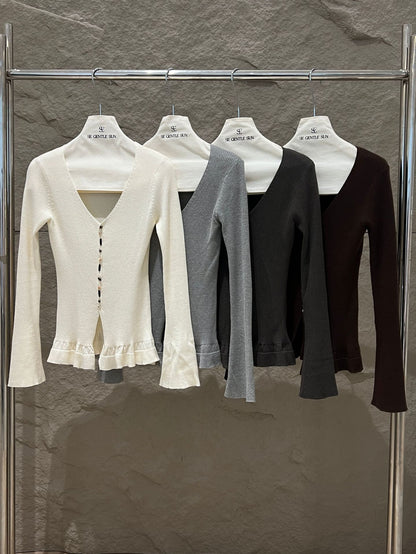 [Girly] Color V-Neck Wool Top