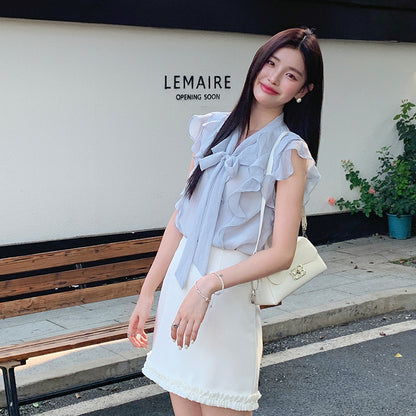[Workwear] Girly Ruffle Sleeveless Chiffon Top