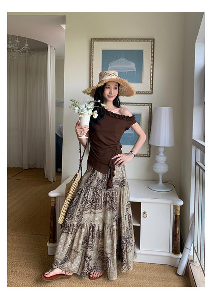 [Vacation] Bohemian 100% Cotton Long Skirt
