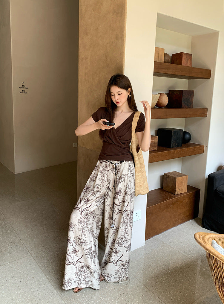 [Versatile] 75% Lyocell 19% Wool V-Neck Top