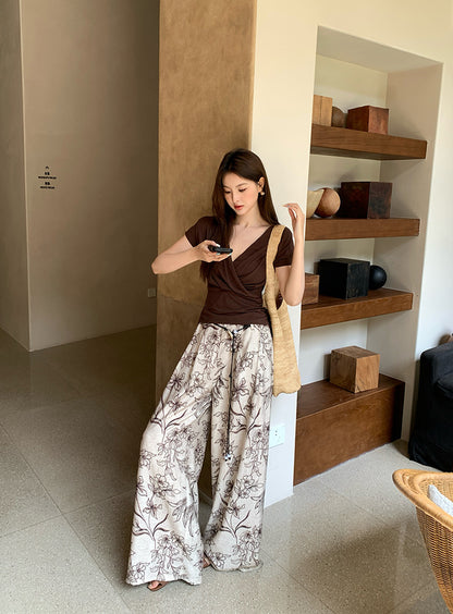 [Versatile] 75% Lyocell 19% Wool V-Neck Top
