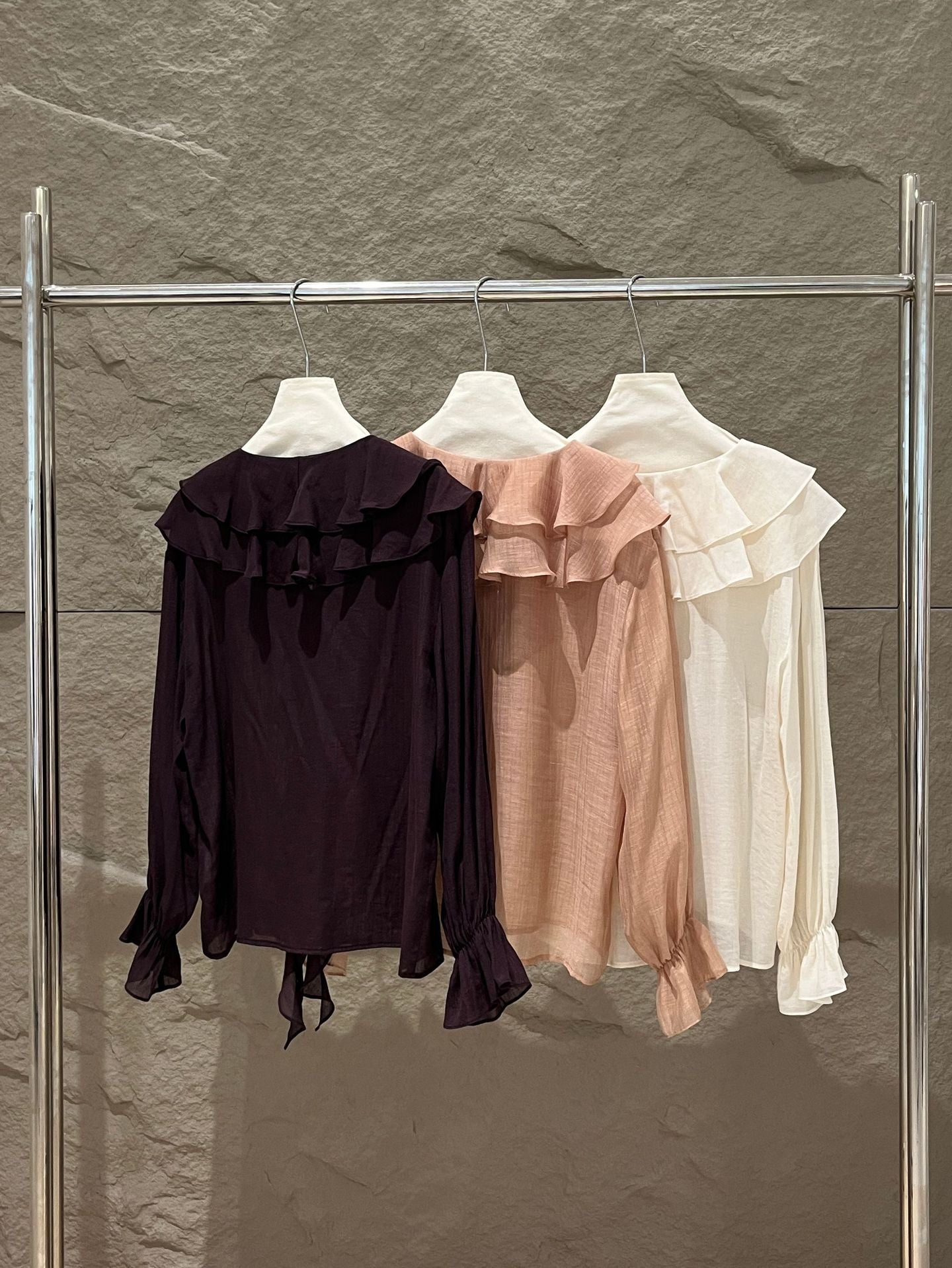 [Elegant] Autumn V-neck chiffon Top