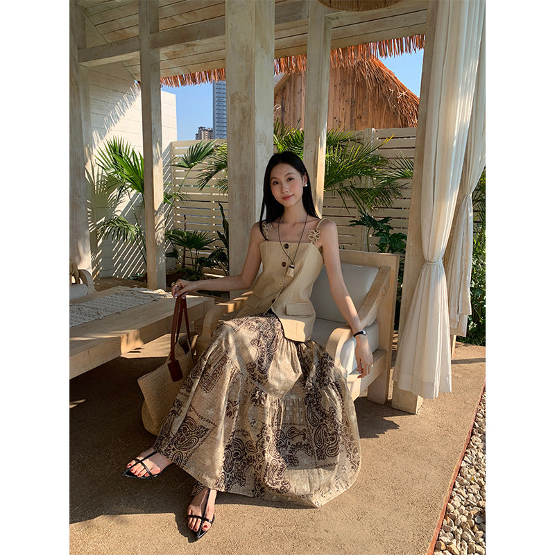 [Vacation] Bohemian 100% Cotton Long Skirt