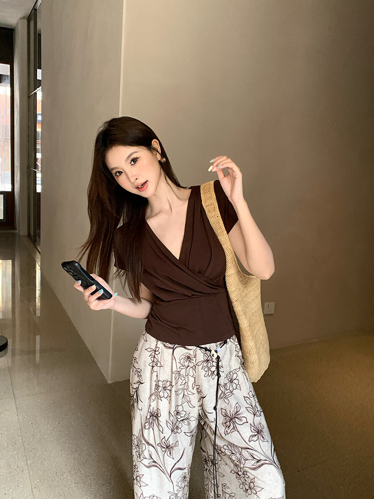 [Versatile] 75% Lyocell 19% Wool V-Neck Top