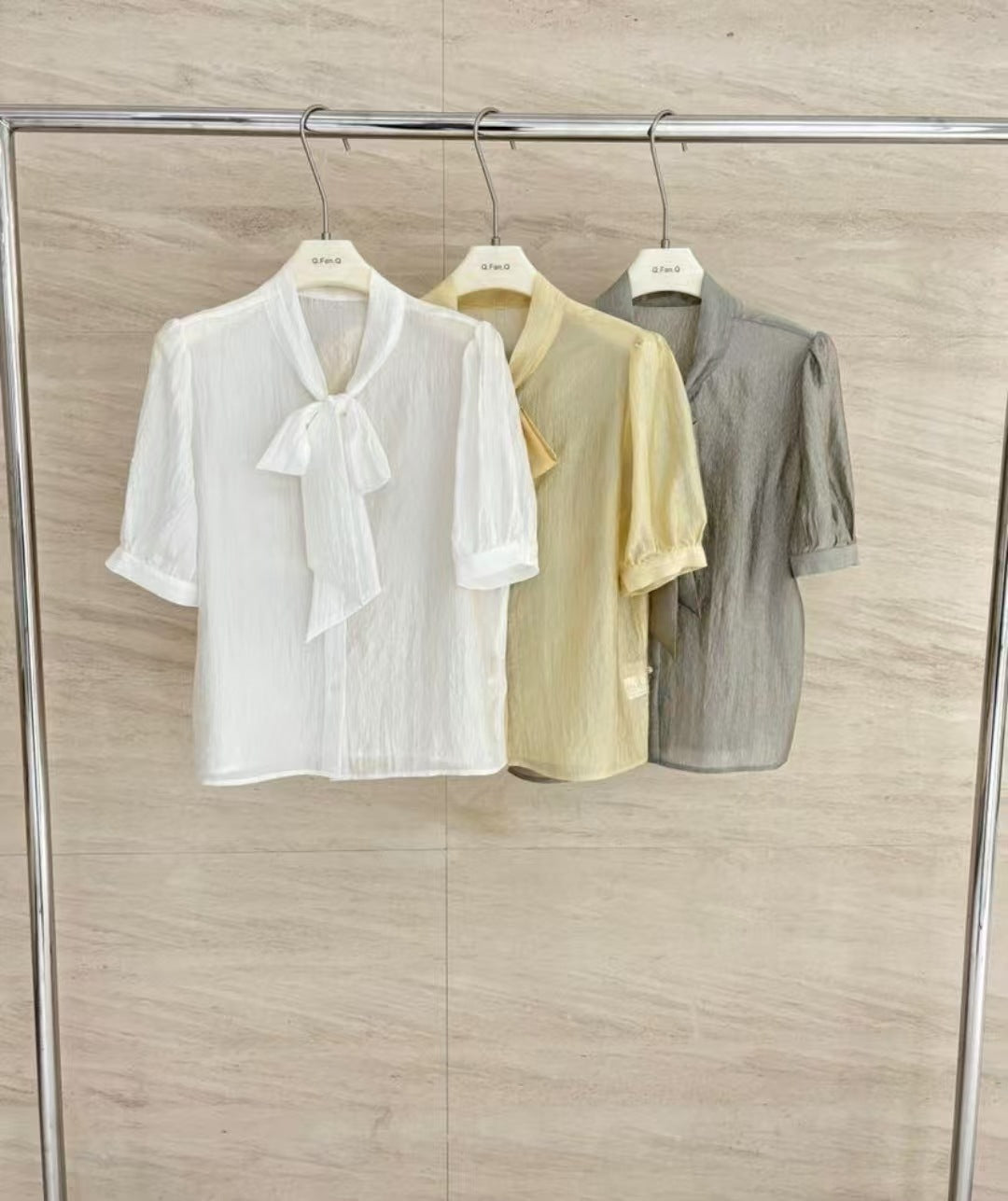 [Workwear] Bow Tie Short-Sleeve Top