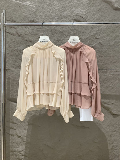 [Bestseller] Chiffon OL Lace-up Top