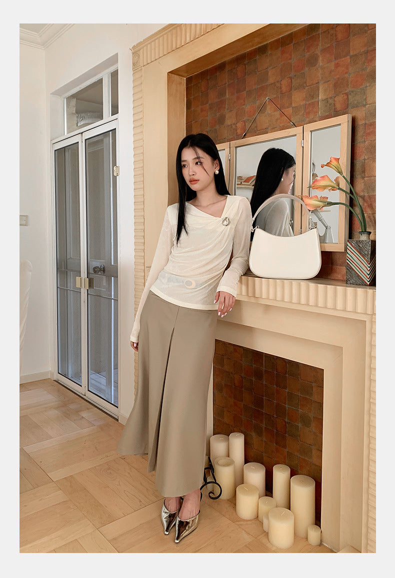 [Workwear] Designer High Waist Midi Pleated Skirt