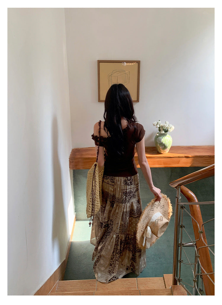 [Vacation] Bohemian 100% Cotton Long Skirt