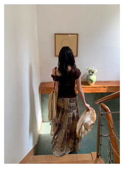 [Vacation] Bohemian 100% Cotton Long Skirt