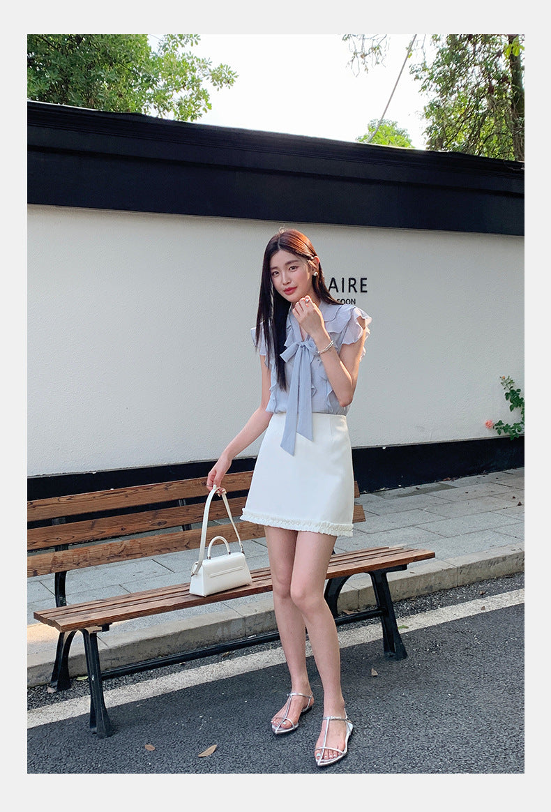 [Workwear] Girly Ruffle Sleeveless Chiffon Top