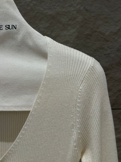 [Girly] Color V-Neck Wool Top