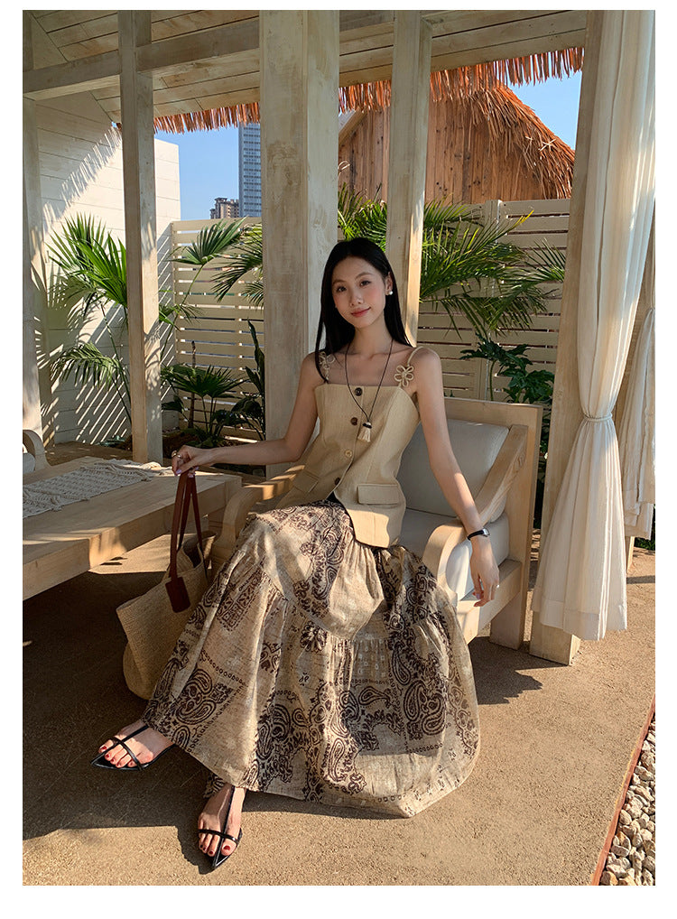 [Vacation] Bohemian 100% Cotton Long Skirt