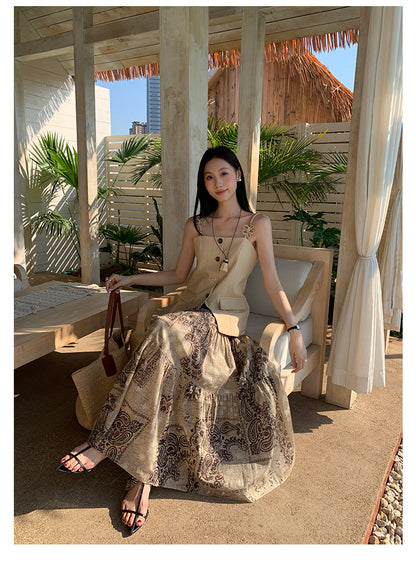 [Vacation] Bohemian 100% Cotton Long Skirt