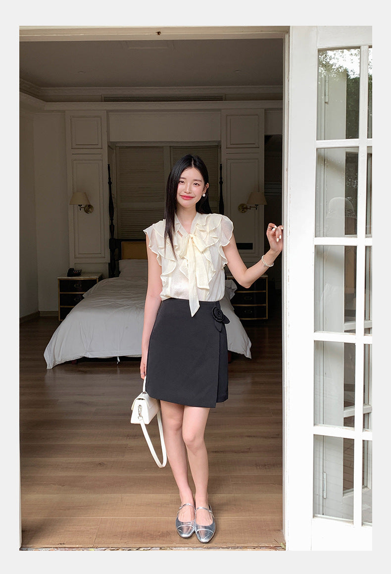 [Workwear] Girly Ruffle Sleeveless Chiffon Top