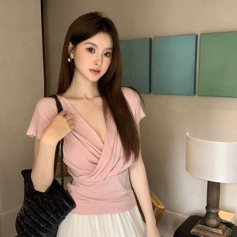 [Versatile] 75% Lyocell 19% Wool V-Neck Top