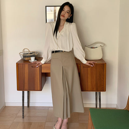 [Workwear] Designer High Waist Midi Pleated Skirt