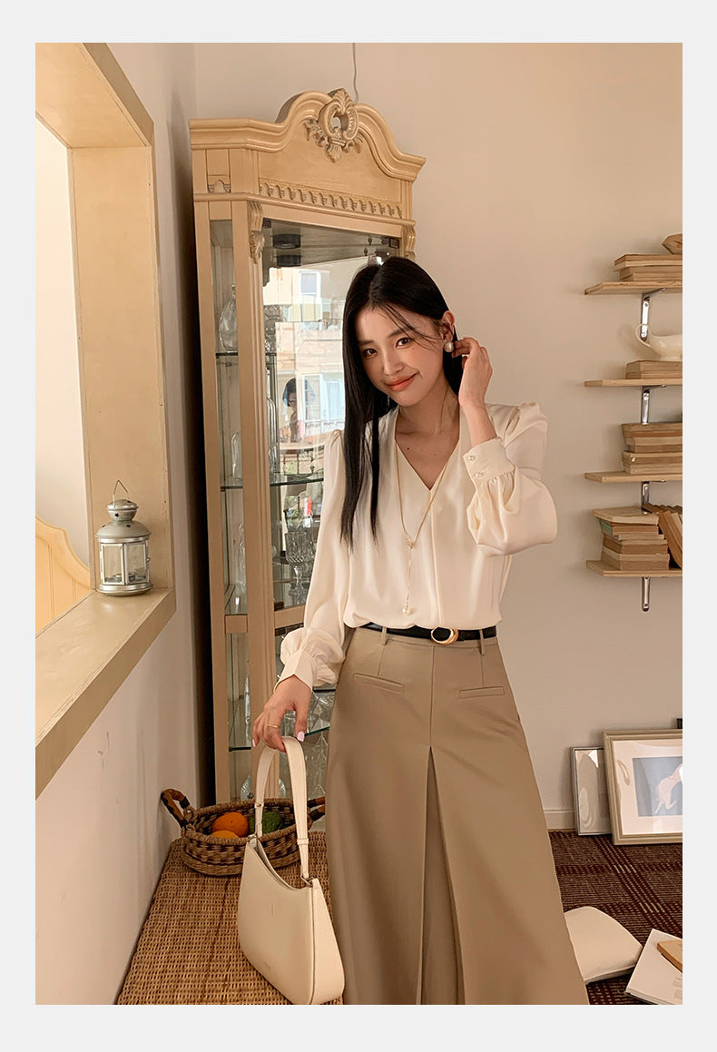 [Workwear] Designer High Waist Midi Pleated Skirt