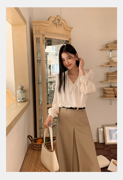 [Workwear] Designer High Waist Midi Pleated Skirt