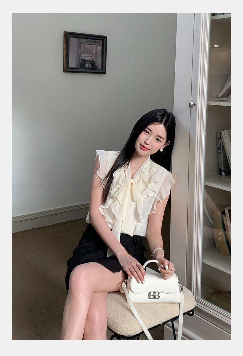 [Workwear] Girly Ruffle Sleeveless Chiffon Top