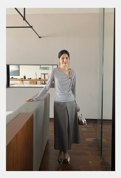 [Workwear] Designer High Waist Midi Pleated Skirt