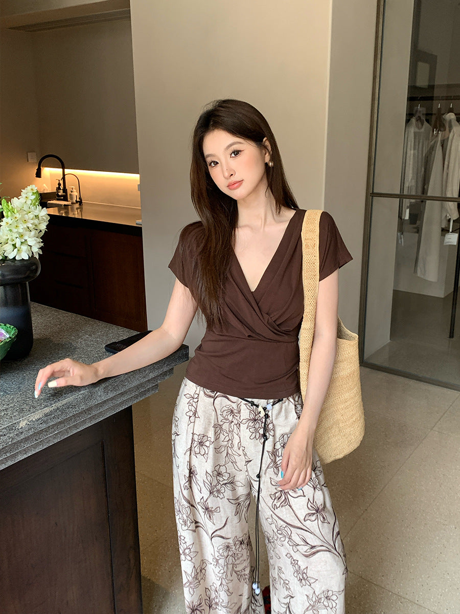 [Versatile] 75% Lyocell 19% Wool V-Neck Top
