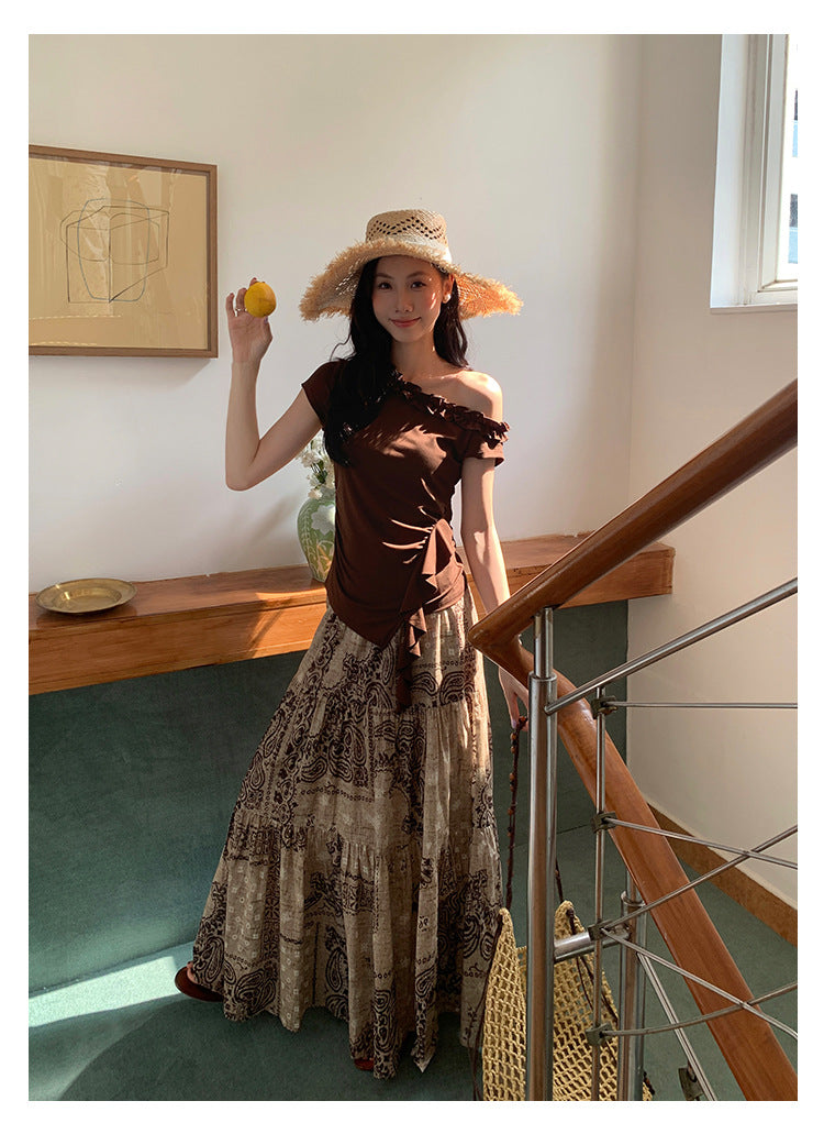 [Vacation] Bohemian 100% Cotton Long Skirt
