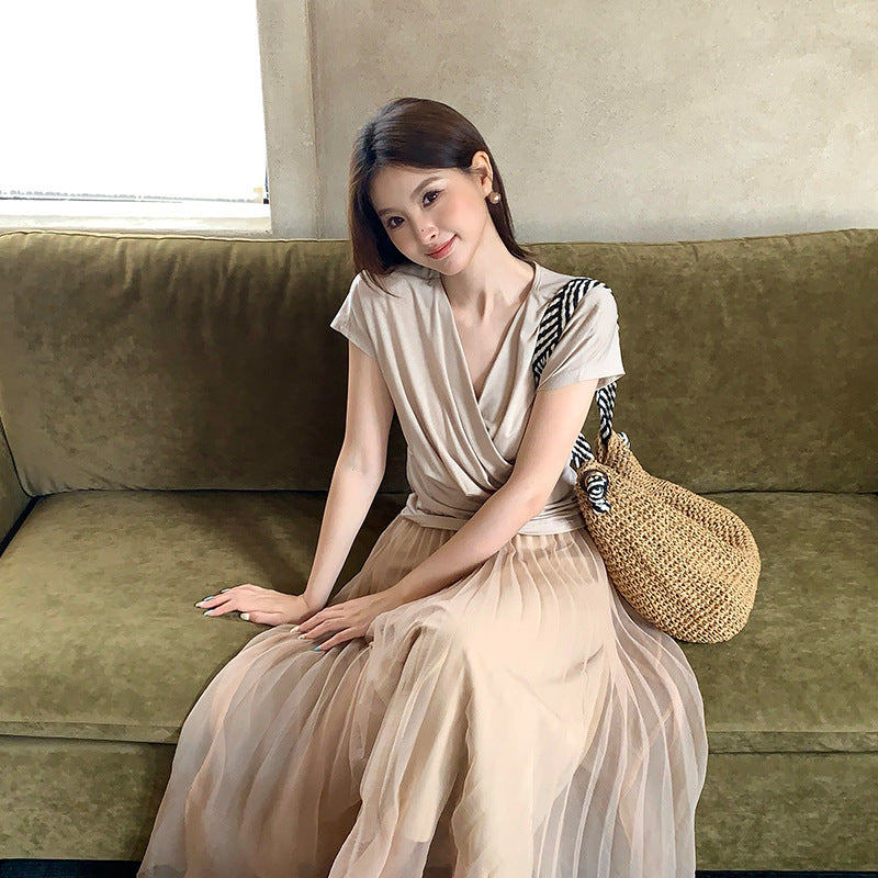 [Versatile] 75% Lyocell 19% Wool V-Neck Top
