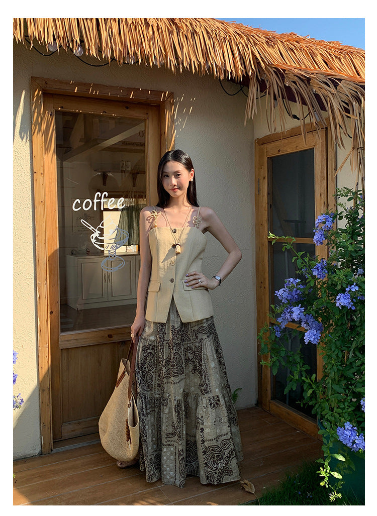 [Vacation] Bohemian 100% Cotton Long Skirt