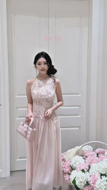 [Wedding Guest] French Lace Halter Dress (QF075)