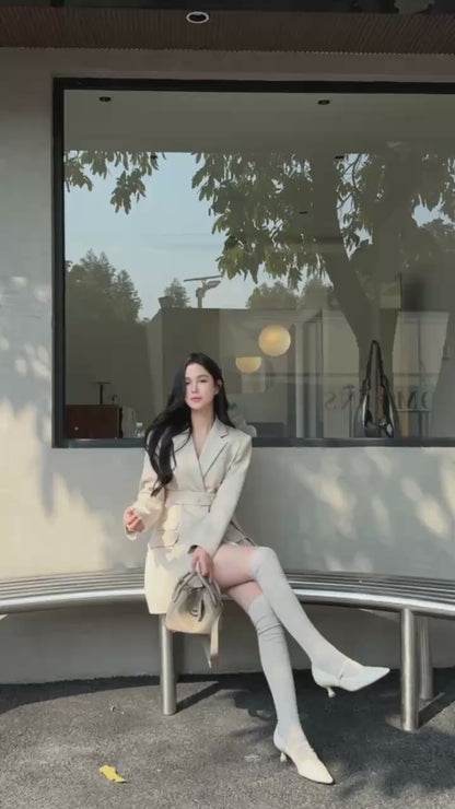 [Stylish] Designer Slimfit Blazer Skirt (with belt)
