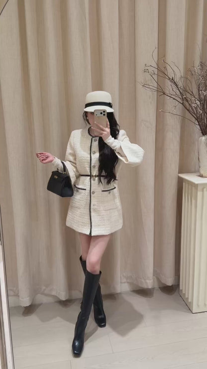 [Lumi Premium] 100% Wool French Tweed Long Jacket (YR2012)