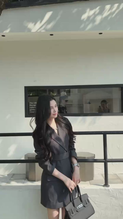 [Stylish] Designer Slimfit Blazer Skirt (with belt)