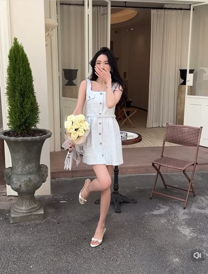 [Celebrity] Popular Slim Tweed Dress (with belt)
