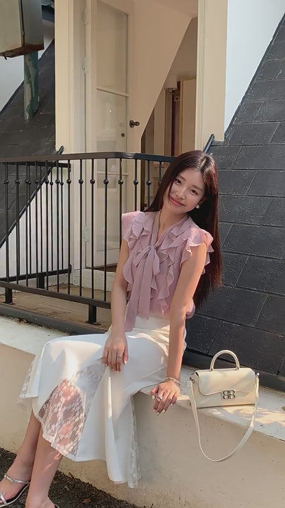 [Workwear] Girly Ruffle Sleeveless Chiffon Top
