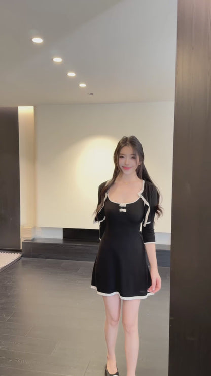 [Signature] Slimfit Knit Cardigan & Cami Dress Set (MY-08/MY-09)