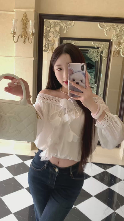 [Flower] Girlgod off-shoulder Top